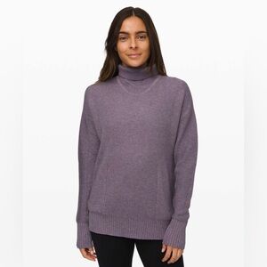 Lululemon Cozy Calling Ribbed Turtleneck sz XS Pockets Heathered Mauve